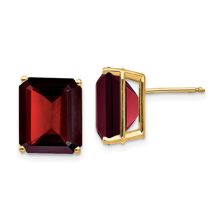 14k Emerald Cut Garnet Stud Earrings XE70GA