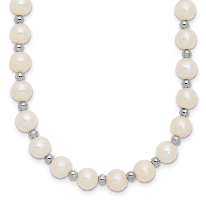 14k White Gold 6-7mm White Near Round FW Cultured Pearl Necklace XF572-18
