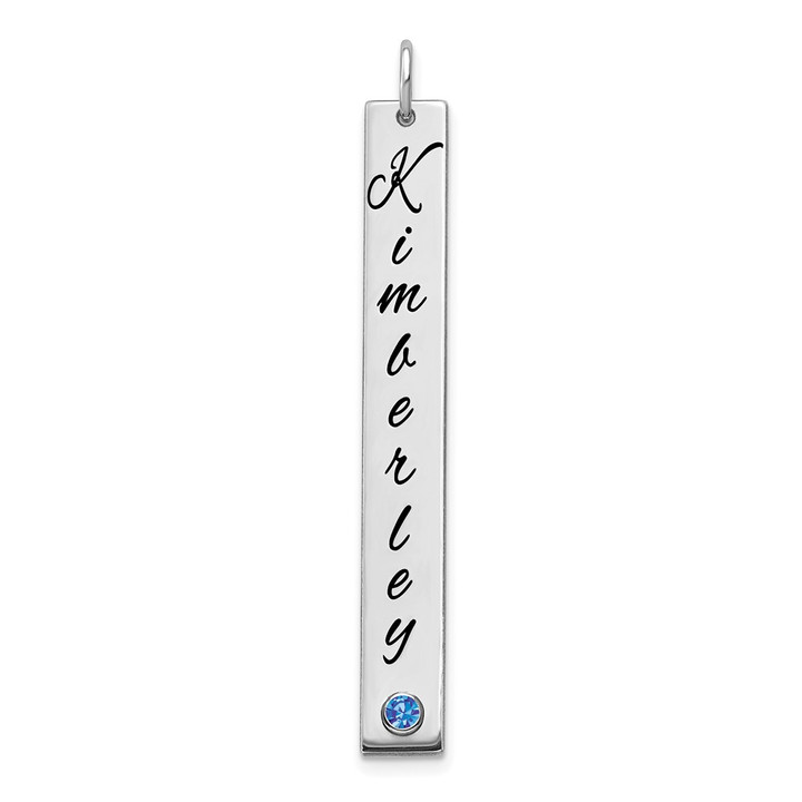 14k WG LG Epoxy Name w/ 14k Rhod-pld Bezel BS Bar Charm XNA1096W
