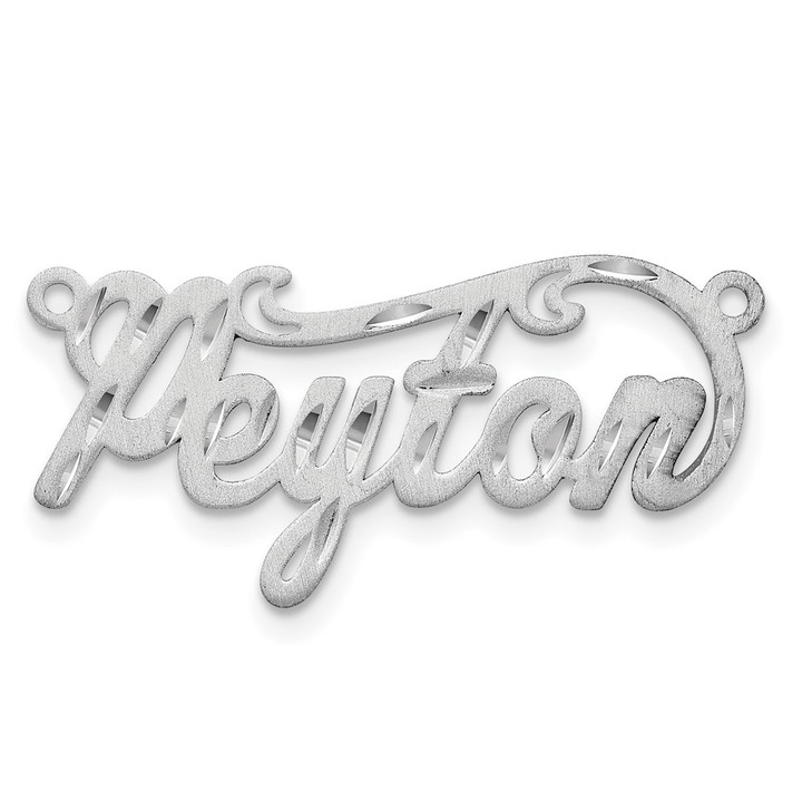 14k White Gold Satin Diamond-cut Name Plate XNA187W