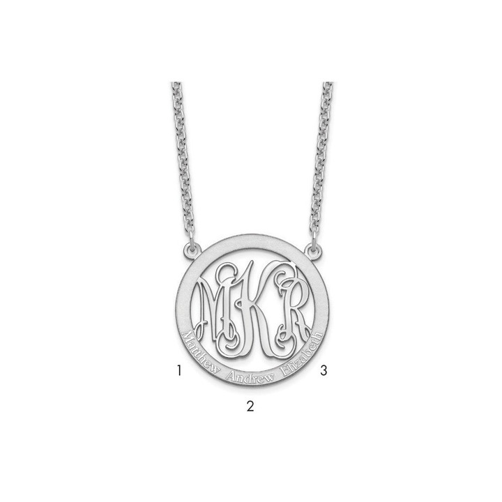 Sterling Silver/Rhodium-plated Small Family Monogram Necklace XNA569SS