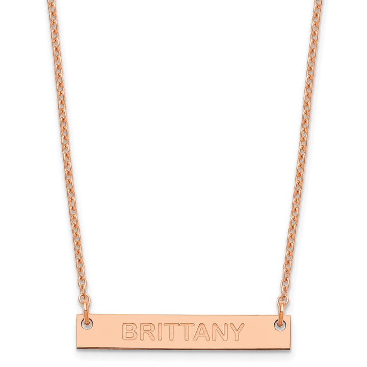 SS/Rose-plated Small Capitalized ARIAL ROUNDED Bar Necklace XNA643RP