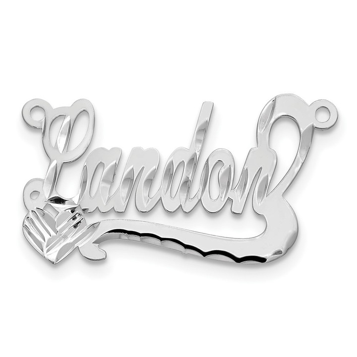 14k White Gold Diamond-cut Heart Name Plate XNA161W