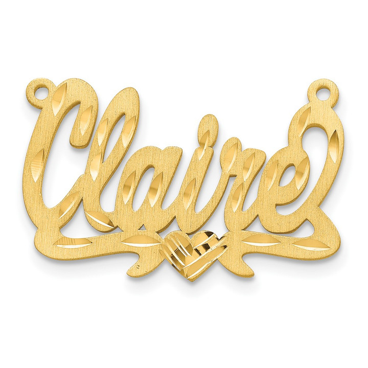 14k Yellow Gold Satin Diamond-cut Heart Name Plate XNA177Y