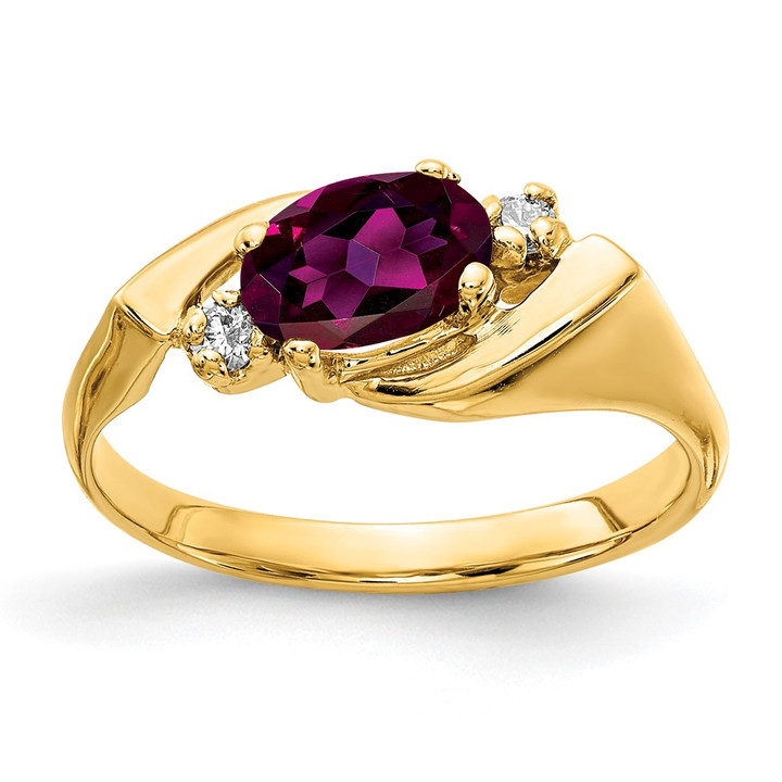14k 7x5mm Oval Rhodolite Garnet AAA Diamond ring Y2260RG/AAA