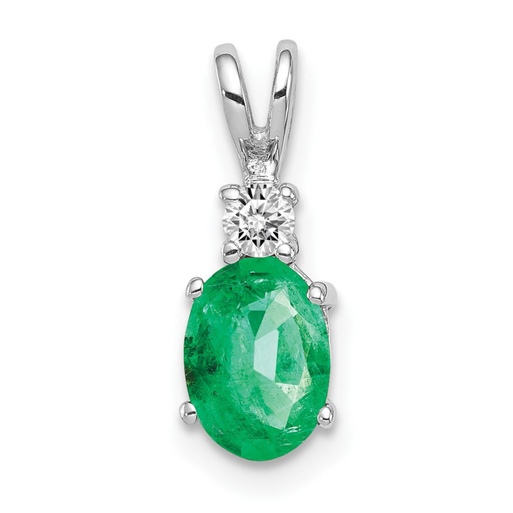 14k White Gold Emerald Diamond pendant XP1005E/AA