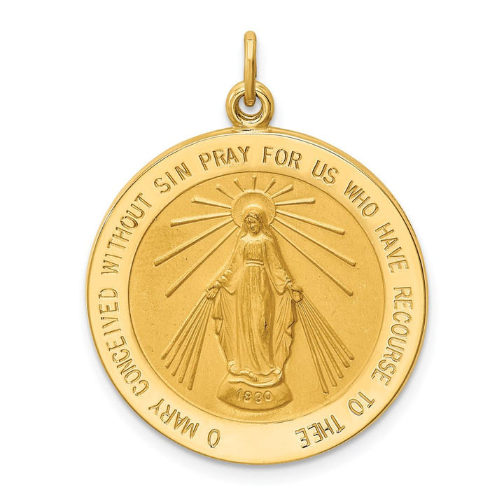 14k Solid Polished/Satin Round Miraculous Medal XR1766