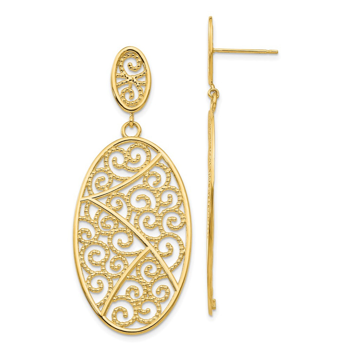 14K Oval Dangle Earrings TH608