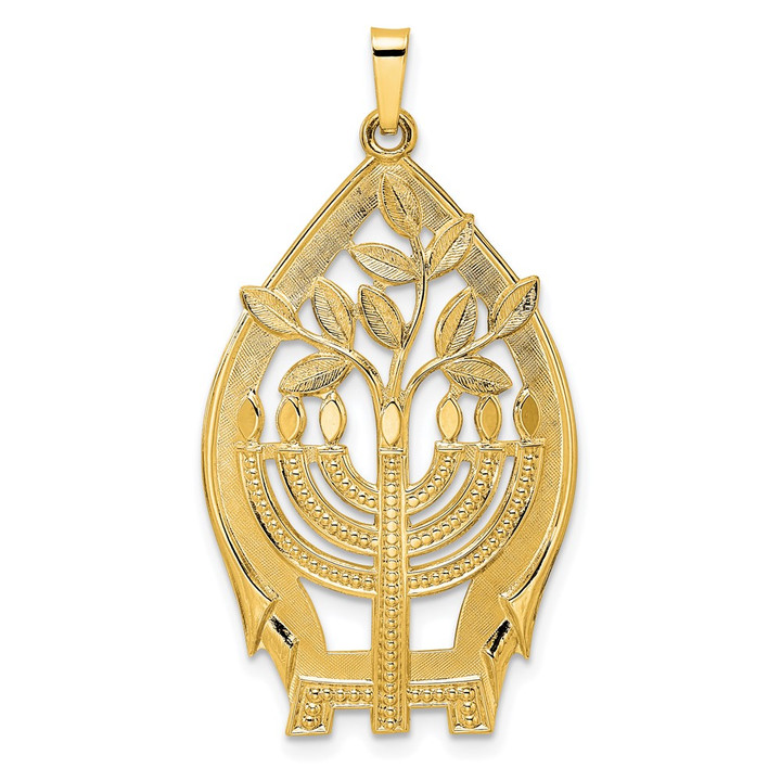 14k Polished Hollow Menorah Tree of Life Pendant XR2045