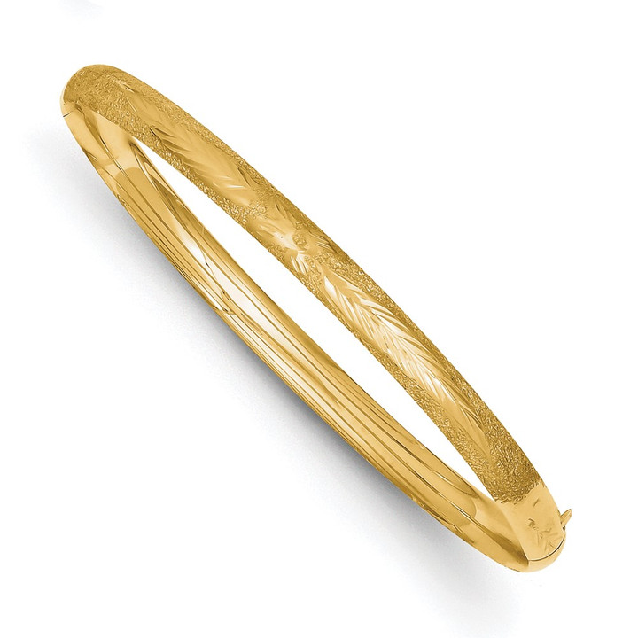 10k 3/16 Laser Cut Hinged Bangle Bracelet 10LZ3/16