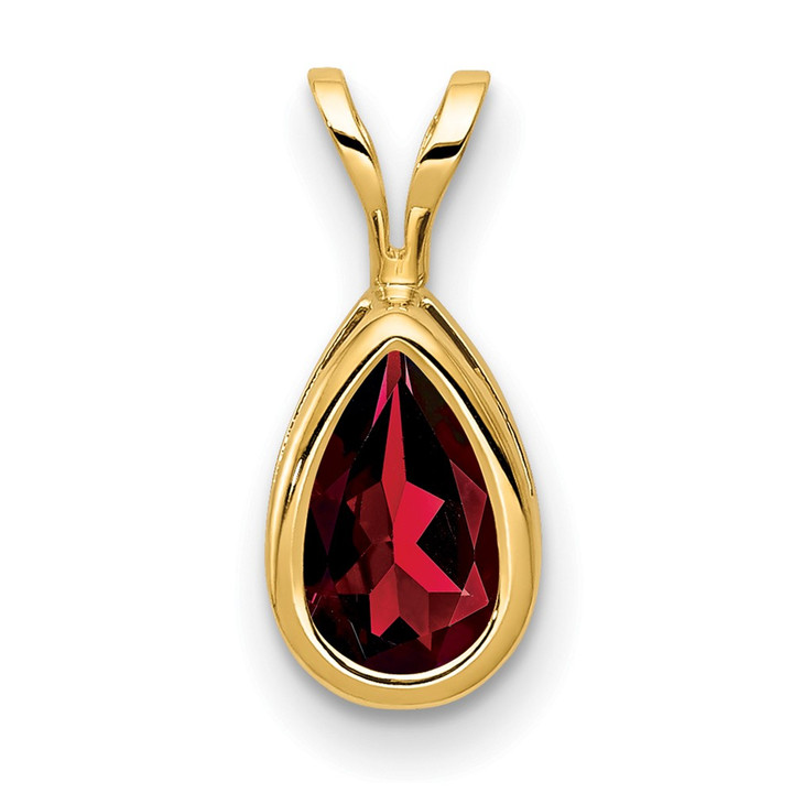 14k 8x5mm Pear Garnet bezel pendant XP305GA