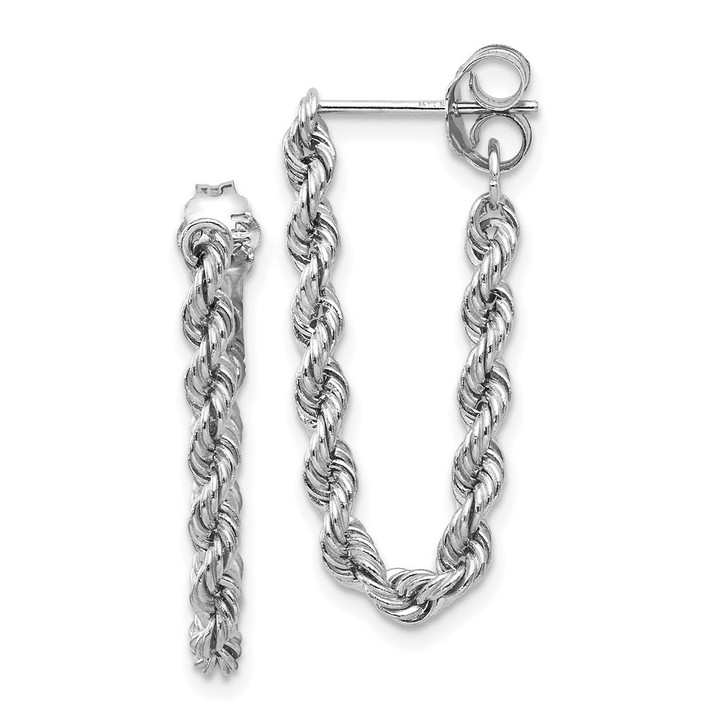 14K White Gold Rope Chain Dangle Post Earring TL857