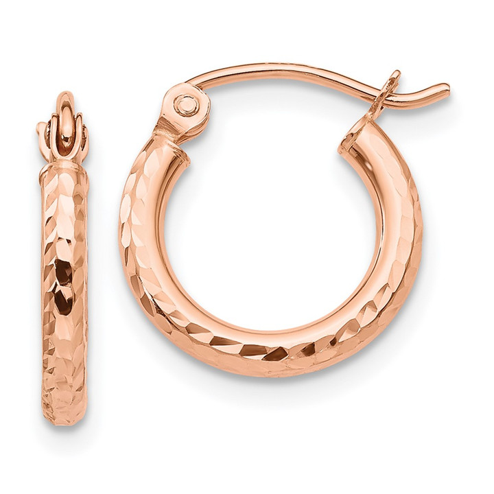 14k Rose Gold Lightweight Diamond-cut Hoop Earrings TF680