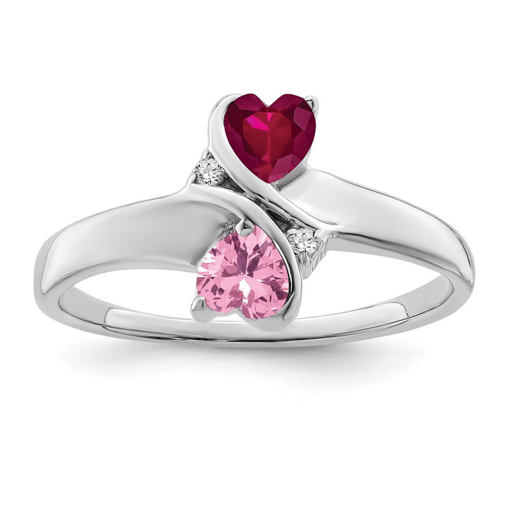 14k White Gold Synthetic Family Jewelry Ring XMR70/2WSY
