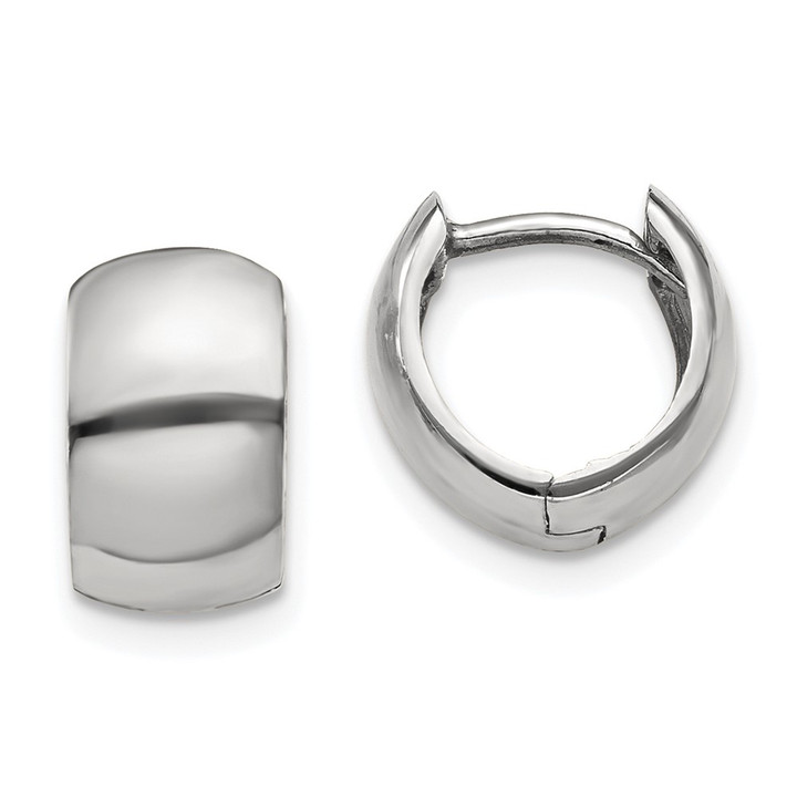10k White Gold Round Hinged Hoop Earrings 10TM616