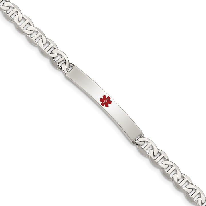 Sterling Silver Polished Medical Anchor Link ID Bracelet XSM158-7.5