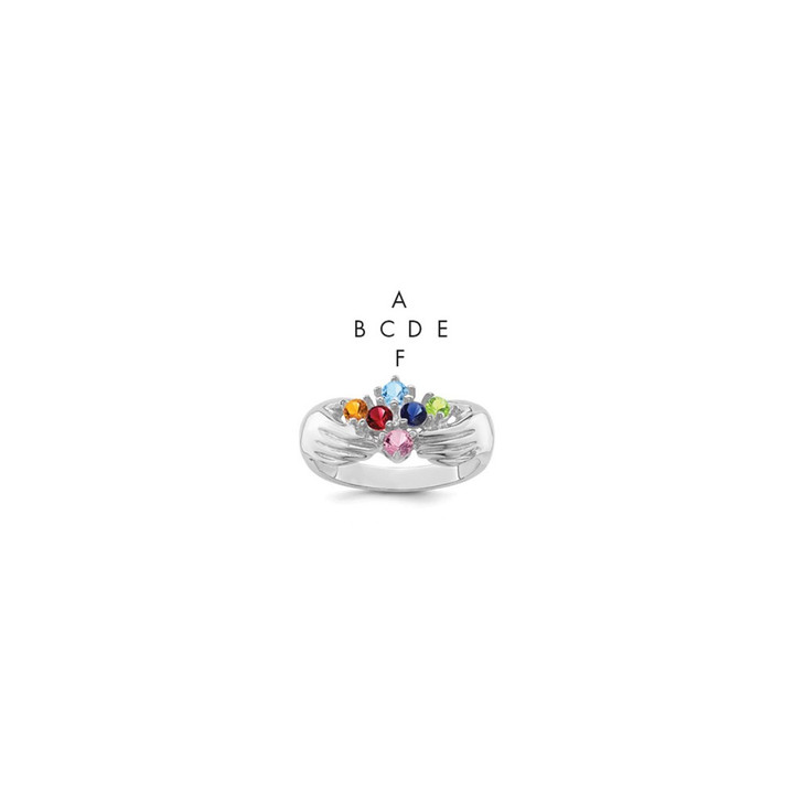 14k White Gold 6 Synthetic Stone Family Ring XMRW51/6SY