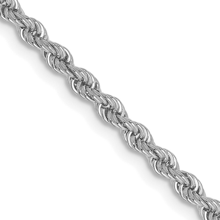14K White Gold 20 inch 2.5mm Regular Rope with Lobster Clasp Chain W018S-20