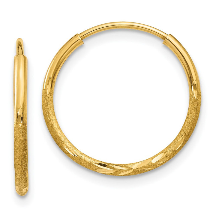 14k 1.25mm Diamond-cut Endless Hoop Earring XY1219