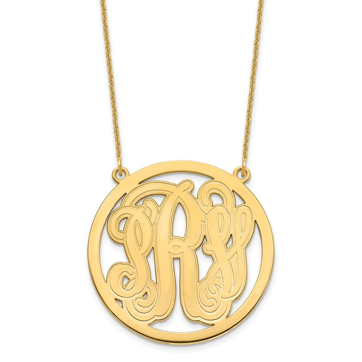 14KY Large Etched Monogram Circle Necklace XNA565Y