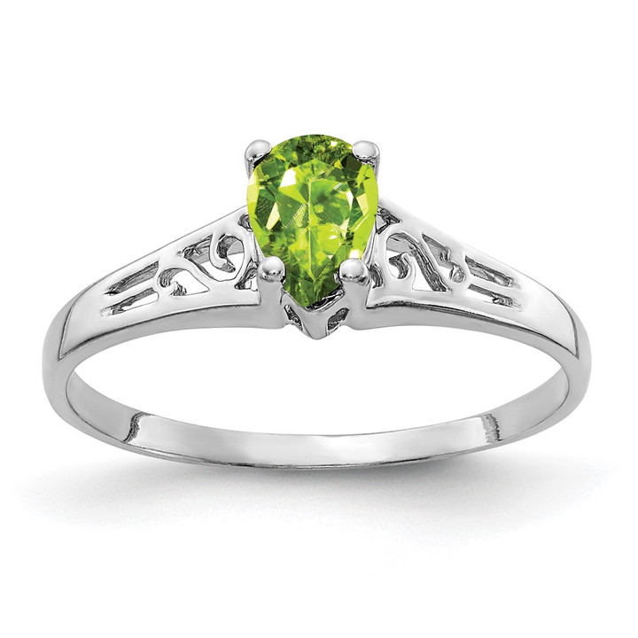 14k White Gold 6x4mm Pear Peridot ring Y2101PE