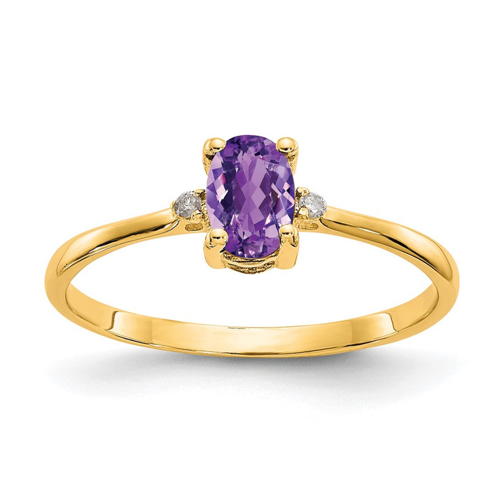 10k Polished Genuine Diamond & Amethyst Birthstone Ring 10XBR203