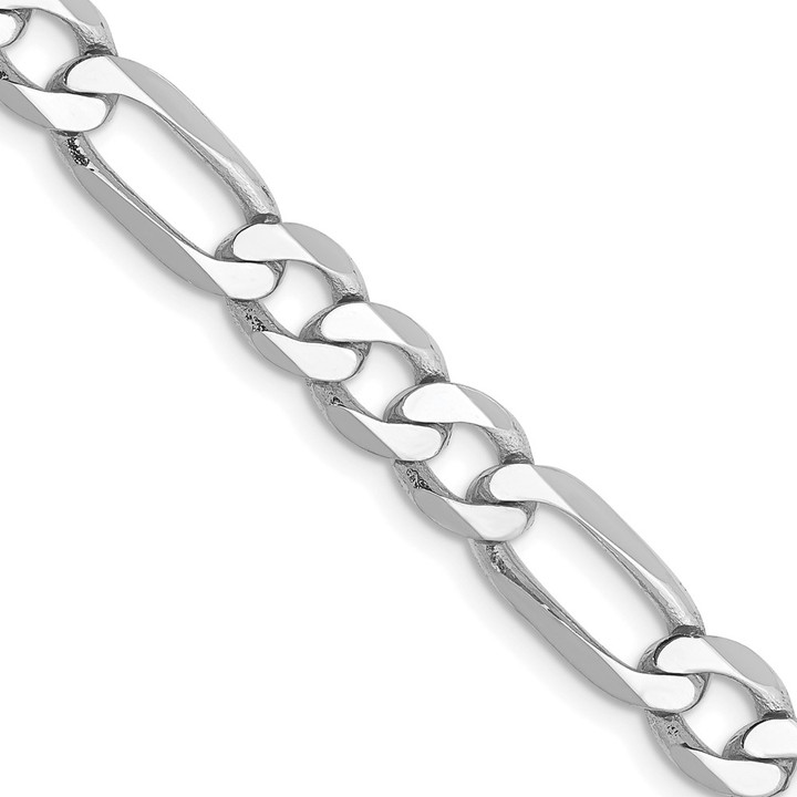 14K White Gold 22 inch 6mm Flat Figaro with Lobster Clasp Chain WFIG160-22