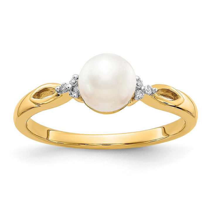 14k FW Cultured Pearl and Diamond Ring Y13010PL/AA