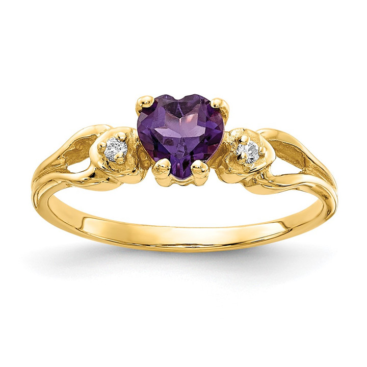 14k 5mm Heart Amethyst A Diamond ring Y2186AM/A