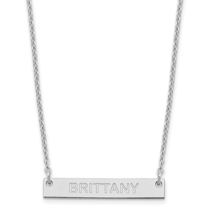 SS/Rhod-plated Small Capitalized ARIAL ROUNDED Bar Necklace XNA643SS