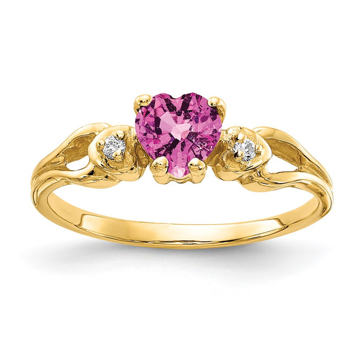 14k 5mm Heart Pink Sapphire VS Diamond ring Y2186SP/VS