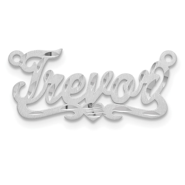 Sterling Silver/Rhodium-plated Satin Diamond-cut Heart Name Plate XNA189SS