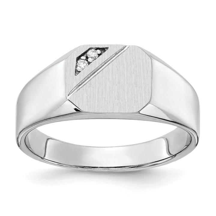14k White Gold 9.0x10.0mm Open Back VS Diamond Signet Ring Y1626VS