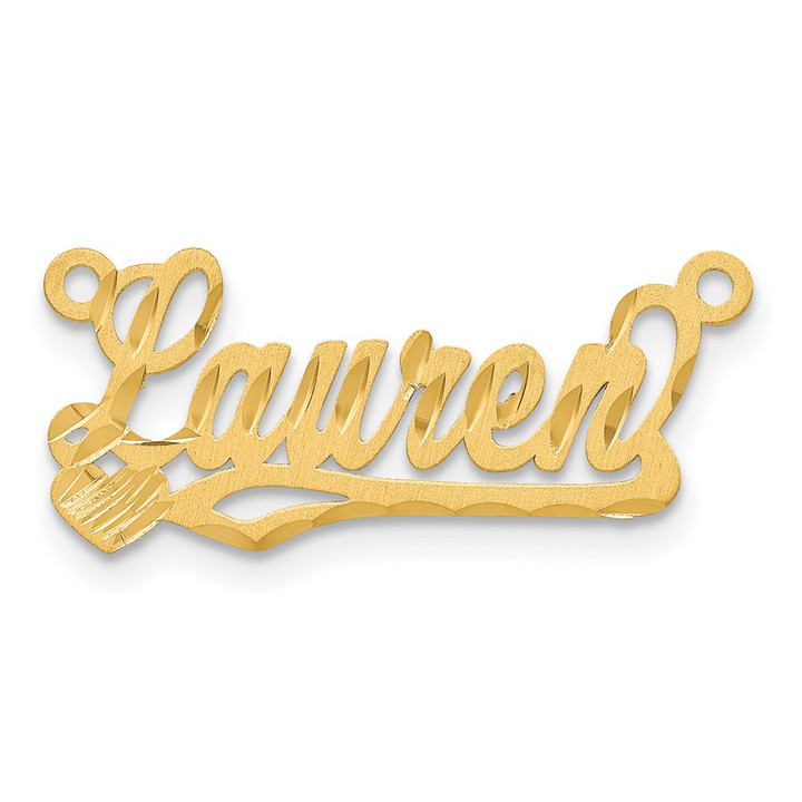 14k Yellow Gold Satin Diamond-cut Heart Name Plate XNA191Y