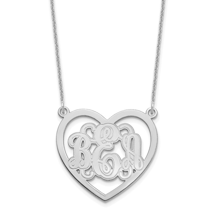 14KW Etched Heart Monogram Necklace XNA597W
