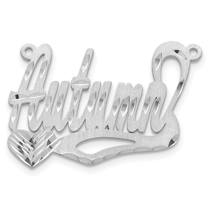 Sterling Silver/Rhodium-plated Satin Diamond-cut Heart Name Plate XNA176SS