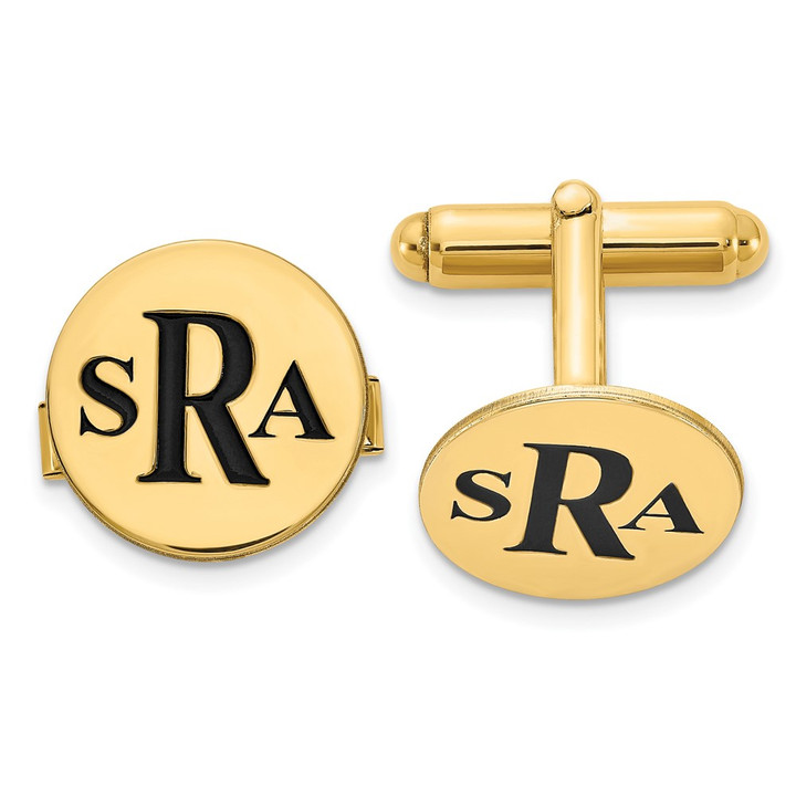 14k Yellow Gold Epoxy Letter Monogram Cuff Link XNA619Y
