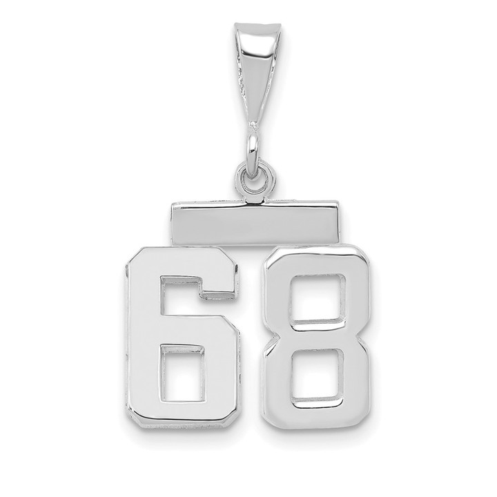 14kw Small Polished Number 68 Charm WSP68