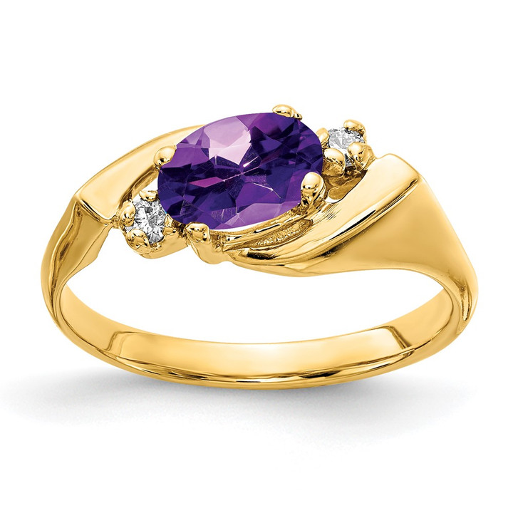 14k 7x5mm Oval Amethyst AAA Diamond ring Y2260AM/AAA