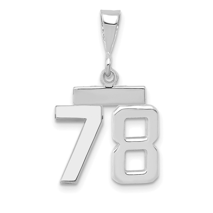 14kw Small Polished Number 78 Charm WSP78