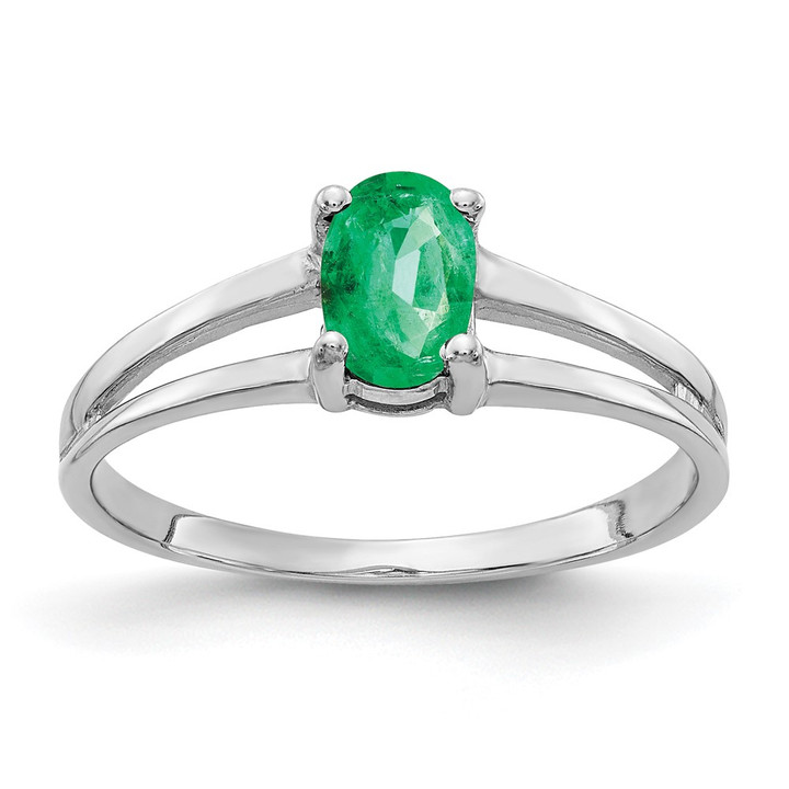 14k White Gold 6x4mm Oval Emerald ring Y2074E