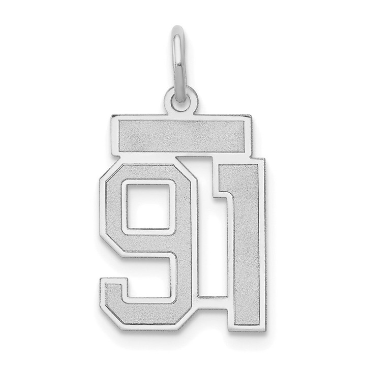 14kw Small Satin Number 91 Charm WSS91