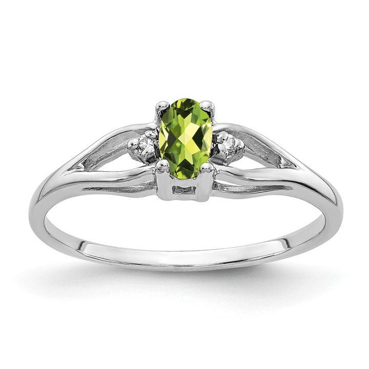 14k White Gold 5x3mm Oval Peridot VS Diamond ring Y2080PE/VS