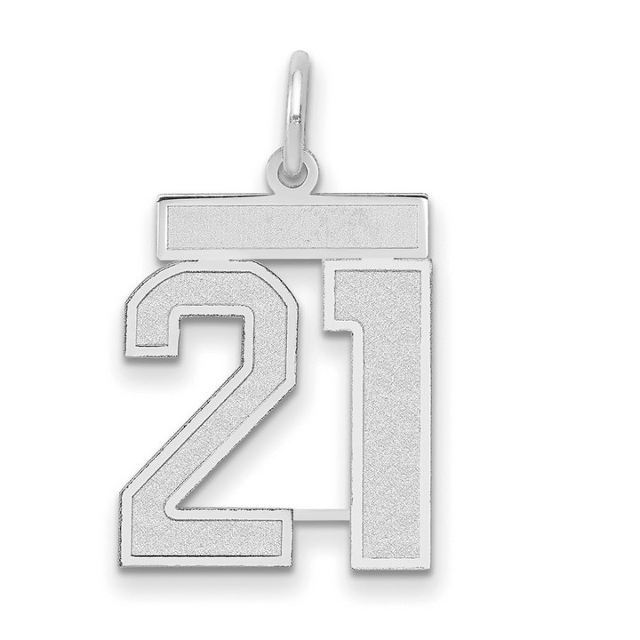 14kw Medium Satin Number 21 Charm WSM21