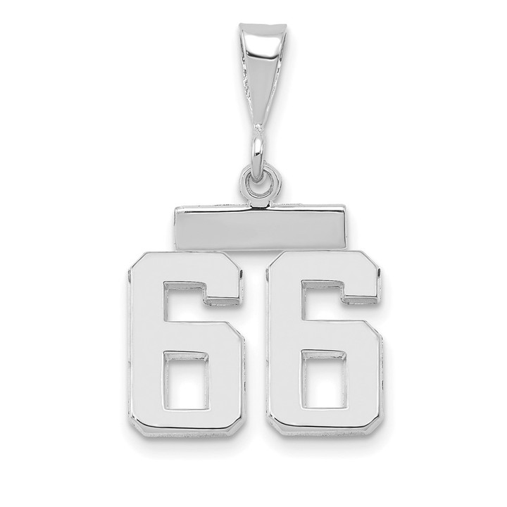 14kw Small Polished Number 66 Charm WSP66