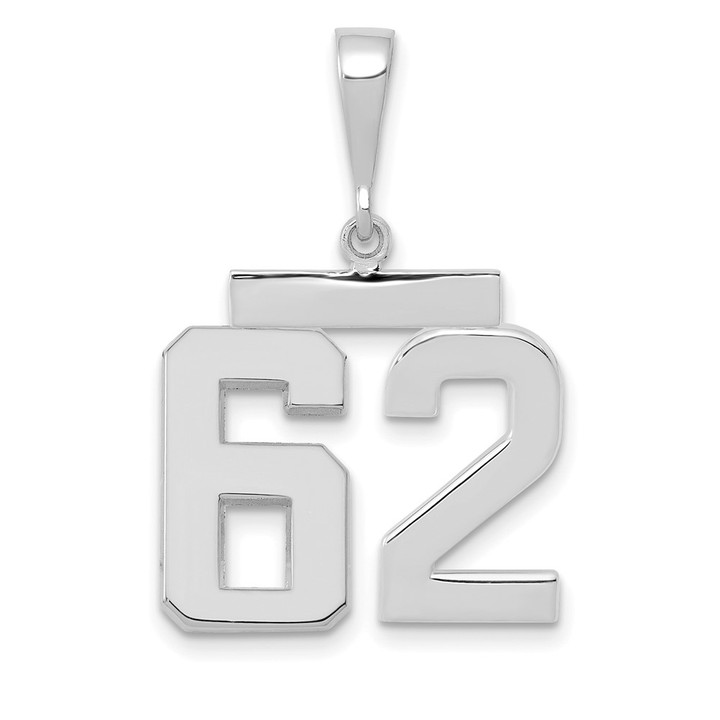 14kw Medium Polished Number 62 Charm WMP62