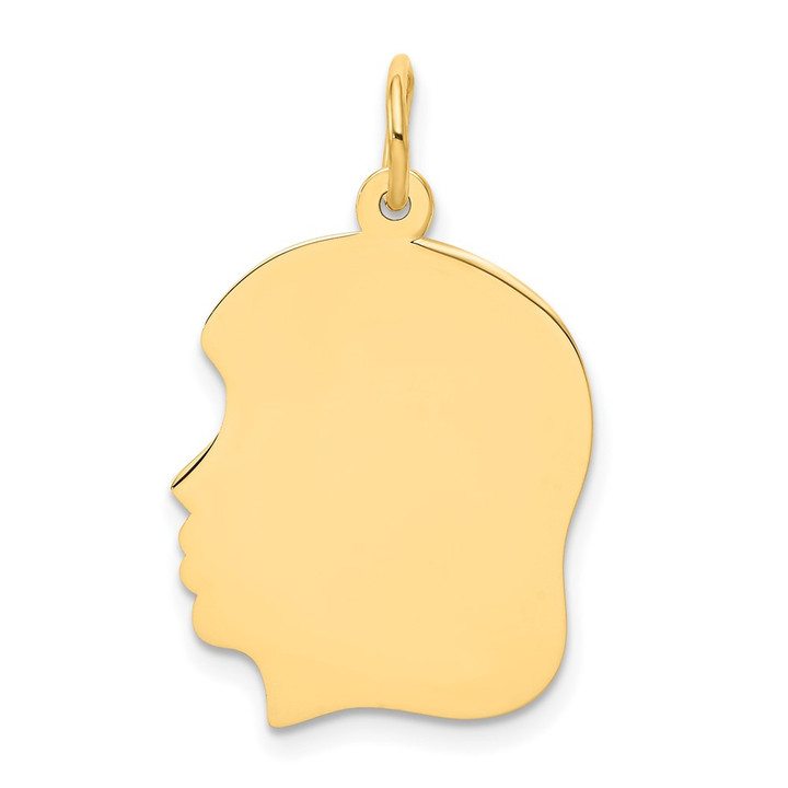 10K Plain Medium .013 Gauge Facing Left Engravable Girl Head Charm 10XM115/13
