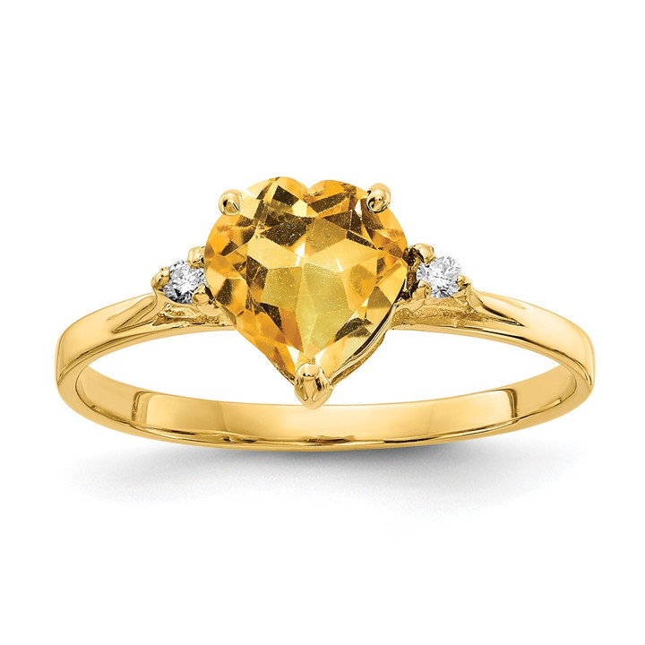 14k 7mm Heart Citrine VS Diamond ring X9682CI/VS