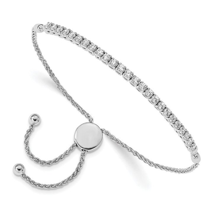14k White Gold 2.2mm Round Diamond 1.03ct Adjustable Bracelet X10026WA