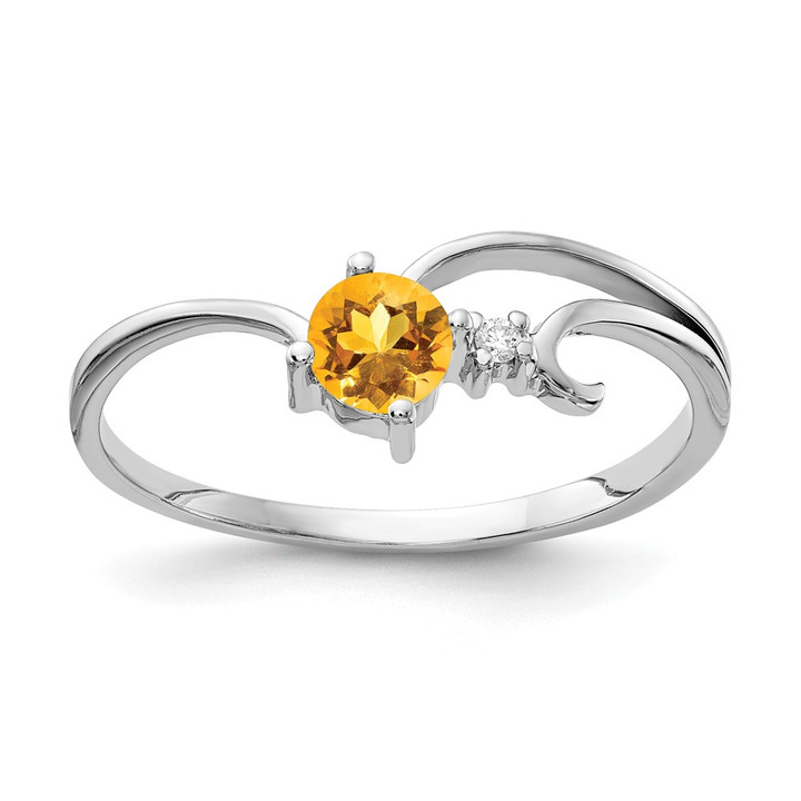 14k White Gold 4mm Citrine A Diamond ring X9705CI/A